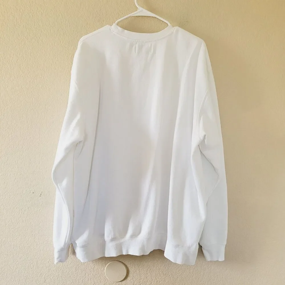 Melrose Place Unisex Midweight Pigment-Dyed Crewneck Sweatshirt Size Large White